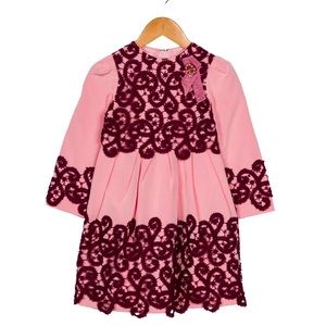 I Pinco Pallino Italian lace-trimmed satin dress girl 6T